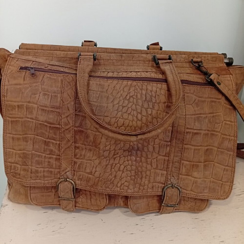 Vintage travel bag used, large capacity, brown