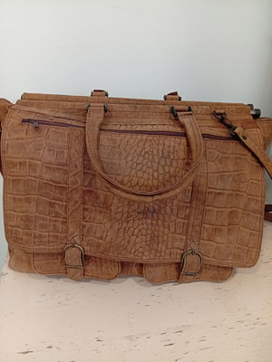 Vintage travel bag used, large capacity, brown