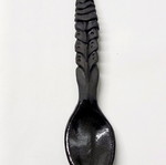 Ceramic Handmade Black Spoons with Embossed Handle