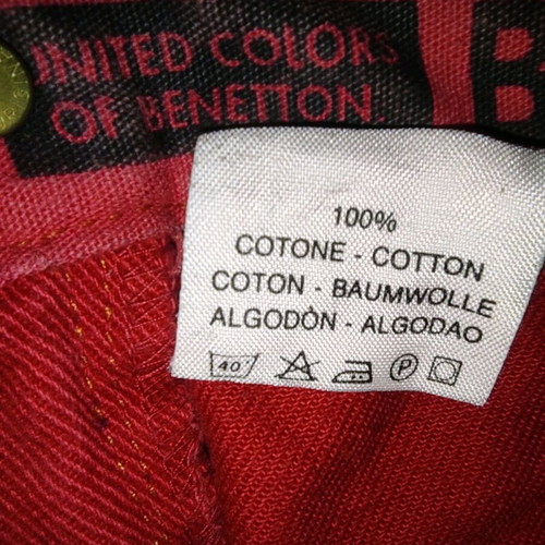 Benetton Red Mom Jeans 90s Vintage Used, Size S