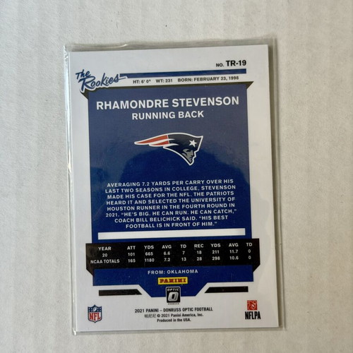 2021 Panini Donruss Optic Rhamondre Stevenson The Rookies #TR-19 Patriots card new