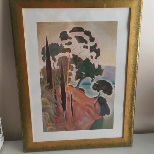 Print Landscape of Corfu by Kon. Parthenis used with gold frame
