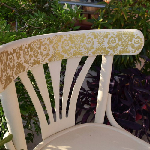 Chairs set of three renewed with chalk paint and stencil like new