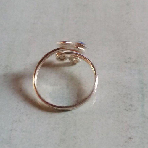 925 Silver Spiral Toe Ring with Blue Strass New