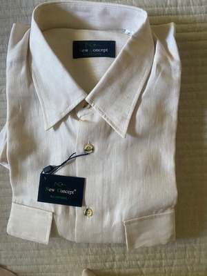 Linen men's shirt new, size large, beige