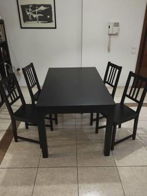 Ikea Bjursta Extendable Dining Set with 4 Stefan Chairs used