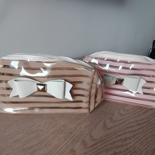 Verde toiletry bags, beige and pink, set of two