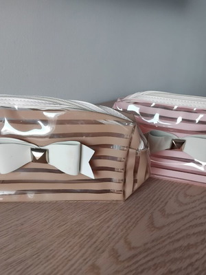 Verde toiletry bags, beige and pink, set of two