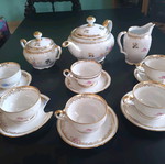 Antique tea and coffee set used, Bavarian porcelain with gold finish