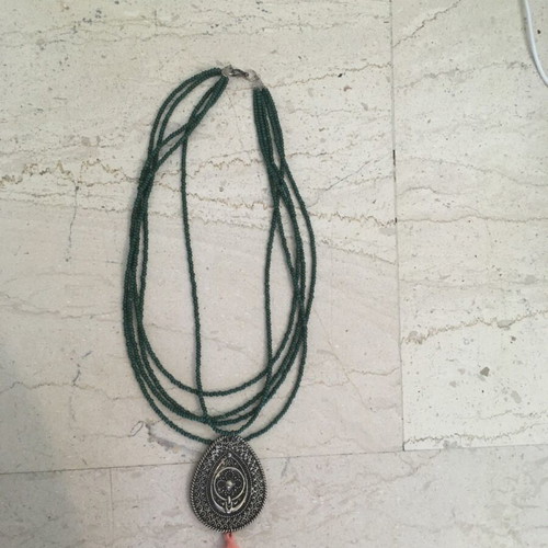 Summer necklace like new, handmade ethnic with cypress beads and silver element