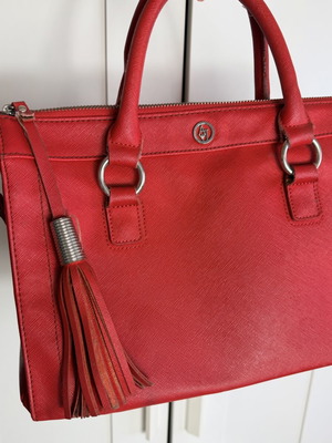Armani Jeans red women's handbag used with wear and stains