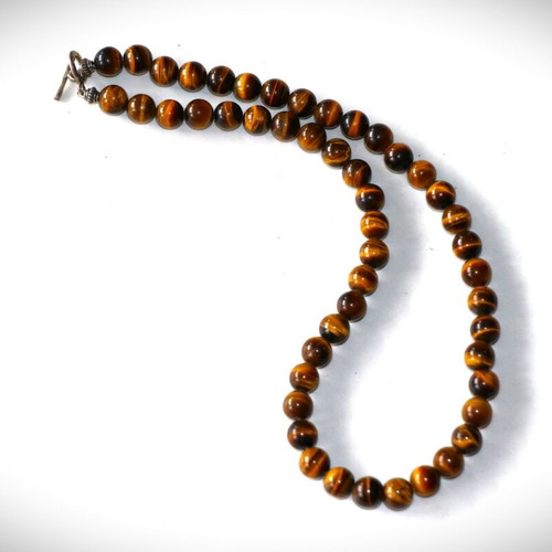 Necklace with genuine tiger's eye stones and sterling silver 925 new