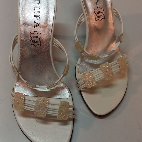 Women's white platform sandals size 37 used, 8cm heel
