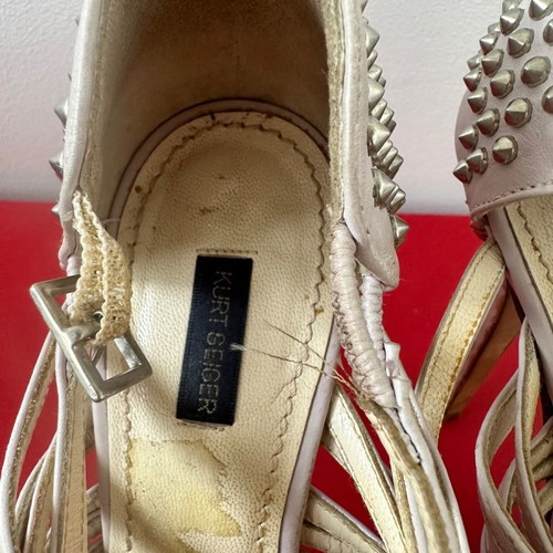 Kurt Geiger pink soft sandals with studs used, size 37