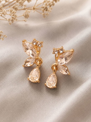 Butterfly earrings with crystals in gold tone like new