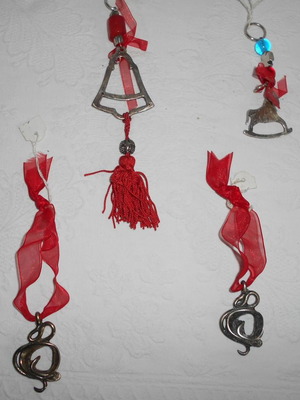 Christmas ornaments set of six metal silver-plated