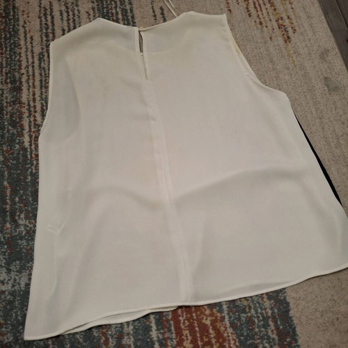 Zara Basic Sleeveless Blouse used, size L, white with black buttons