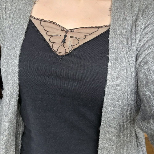 Vintage top with butterfly mesh, black, like new, size M