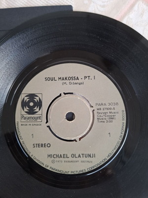 Michael Olatunji Soul Makossa Part I & Part II vinyl used, 45RPM
