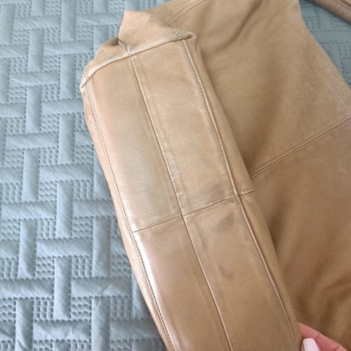Brunorossi leather shoulder bag used, beige with signs of wear