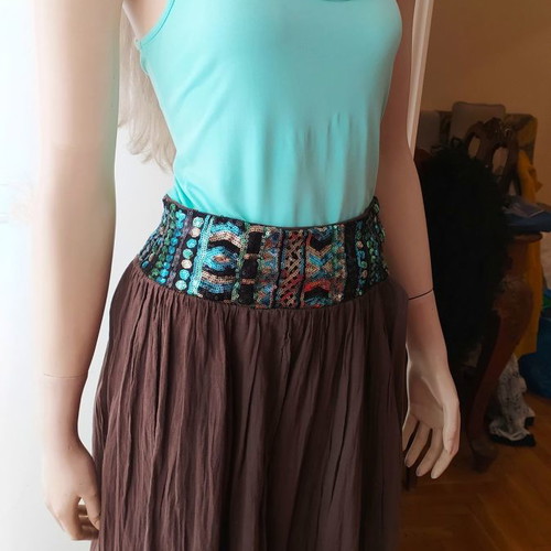 Skirt New With Wide Embroidered Sequin Waistband