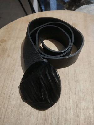 Raison Detre leather belt used, gray and black, size 80