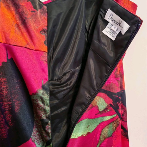 Satin cocktail dress used, multicolor, size M