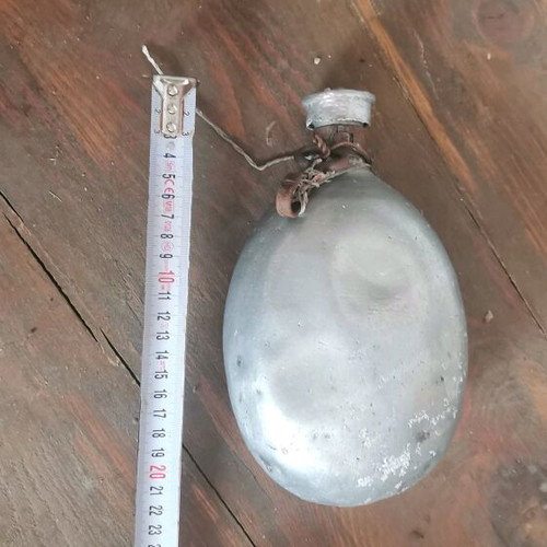 Vintage military aluminum water canteen restored