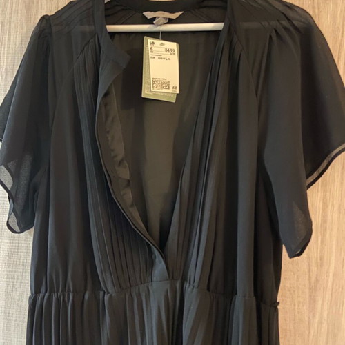 H&M Midi dress black Large new with buttons on chest