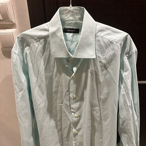 Manetti men's long-sleeve shirt XL like new, pastel mint with stripes