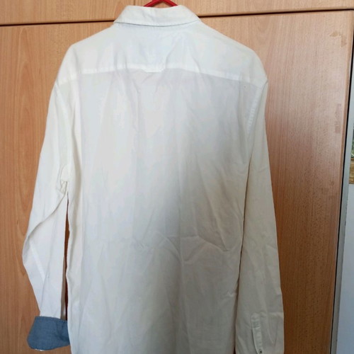 Celio men's shirt used, large size XL, white with blue trim