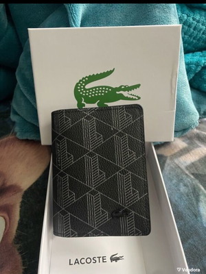 Lacoste πορτοφόλια καινούργια, μαύρα, σετ δύο τεμαχίων