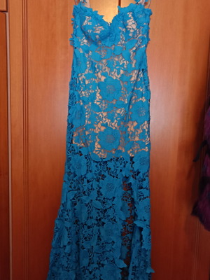 Φόρεμα μαξι καινούργιο, γαλάζιο, μέγεθος S έως Medium, κατάλληλο για γάμο βάφτιση