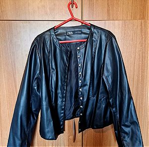 Μαυρο Jacket απο δερματινη, αφορετο, μεγεθος XXL, μαρκας Zara