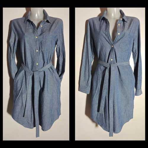 Gap shirt dress with pockets and belt like new, size M, blue