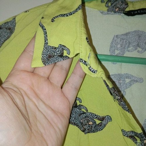 Trendyol crop summer shirt used, green, XL