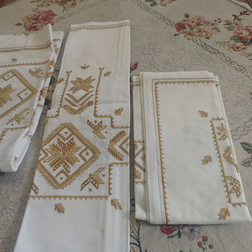 Lefkadian embroidery set of three pieces, handmade, new