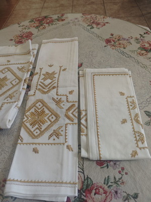 Lefkadian embroidery set of three pieces, handmade, new