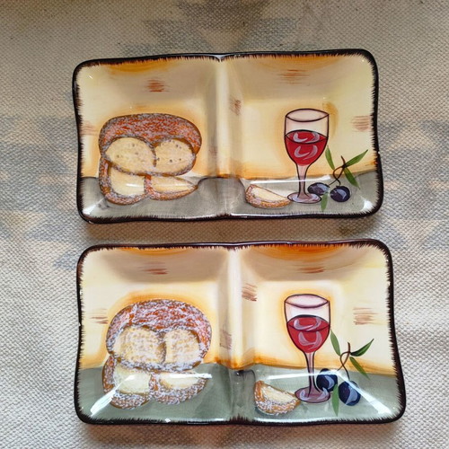 Ceramic hand-painted appetizer plates set of 2, like new