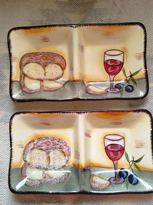 Ceramic hand-painted appetizer plates set of 2, like new
