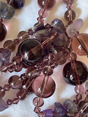 Amethyst large handmade vintage necklace like new, length 44 cm
