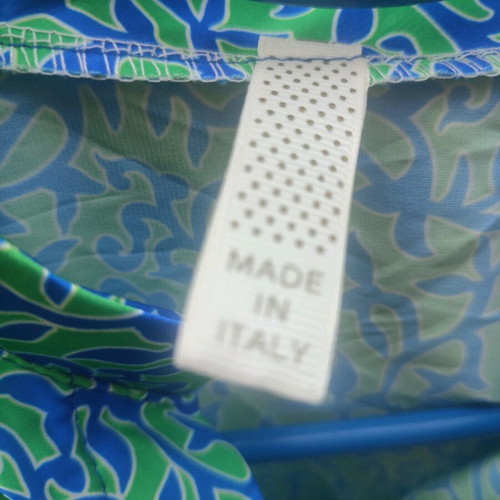 Shirt unused with mao collar and trois-quarts sleeves, one size, blue and green