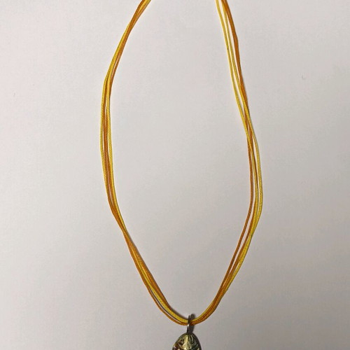 Silver 925 necklace new, fish design with waxed cord
