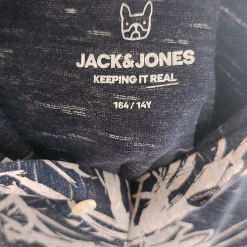 Jack & Jones polo shirt for boys, size 14, black with floral print