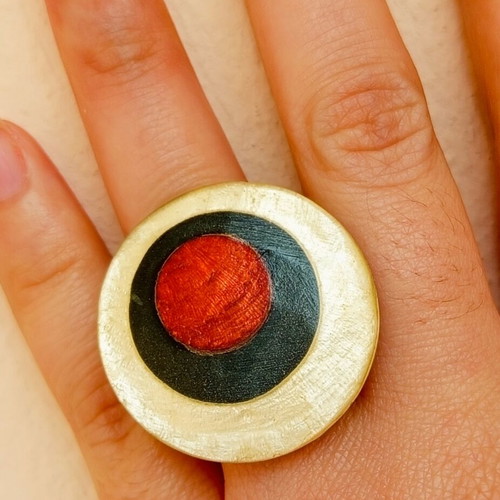 Handmade colorful beige resin ring