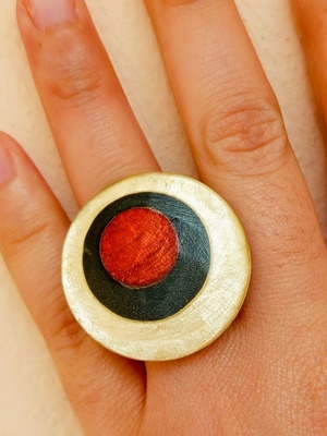 Handmade colorful beige resin ring