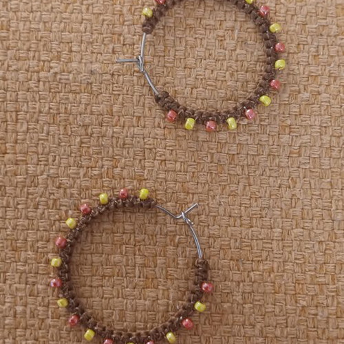 Steel macrame earrings with colorful beads new