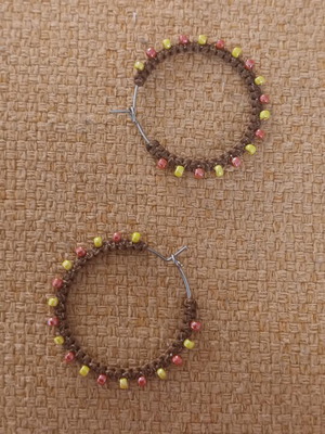 Steel macrame earrings with colorful beads new