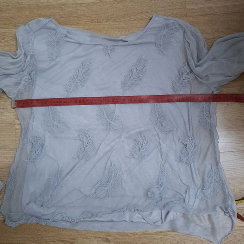 Gray transparent top with 3/4 sleeve like new, one size