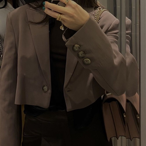 Zara cropped blazer like new, brown, size XS